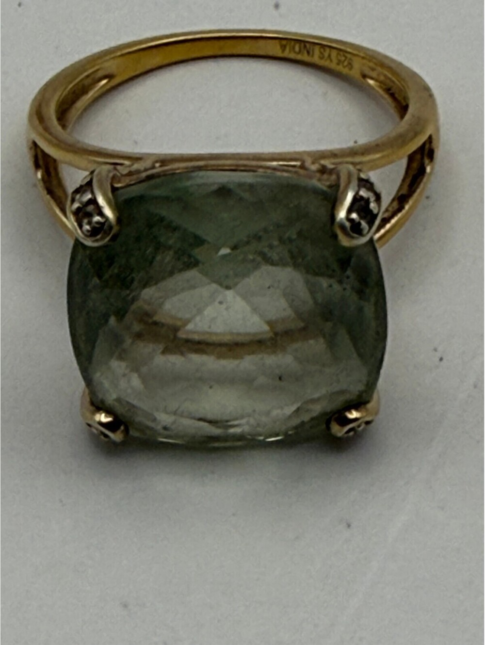 Joryel Vera 925 Sterling Silver Green Amethyst Prasiolite Ring Large Statement